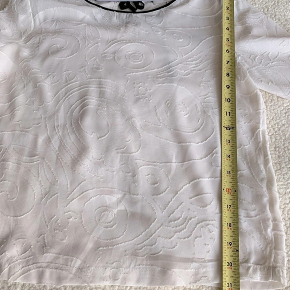 LOFT blouse top Textured Swirl Tie Back Blouse white size Small - Picture 12 of 16